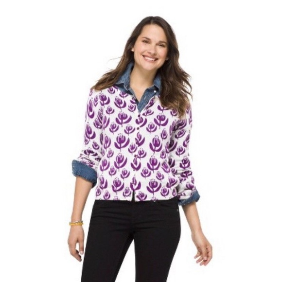 ❤️ Purple White Cardigan Portrait Of A Flower - Picture 3 of 7